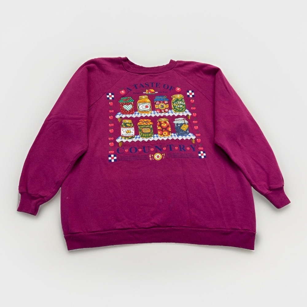 Vintage Sweatshirt Womens XL A Taste of Country Grandmacore Cottagecore 90s